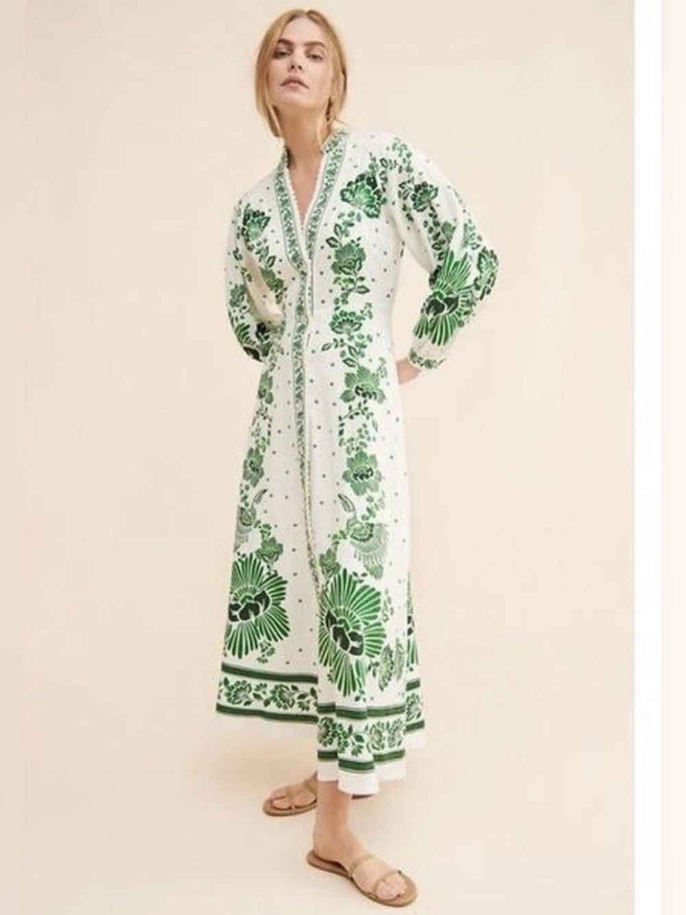 Christian Lacroix  Women's Floral Farm Print Dress S Anthropologie Rio Maxi